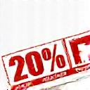 Icono de descuento del 20% en forma de etiqueta.
